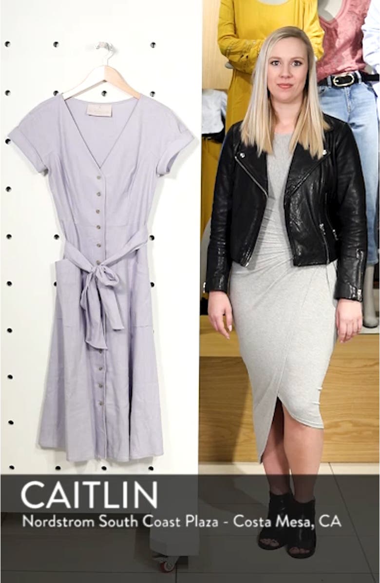 Vanessa Button Front Linen Blend Midi Dress, sales video thumbnail