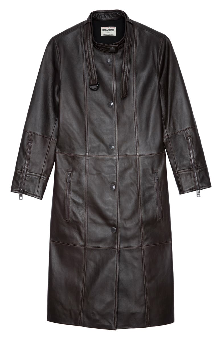 Zadig & Voltaire Mira Leather Coat, Alternate, color, 