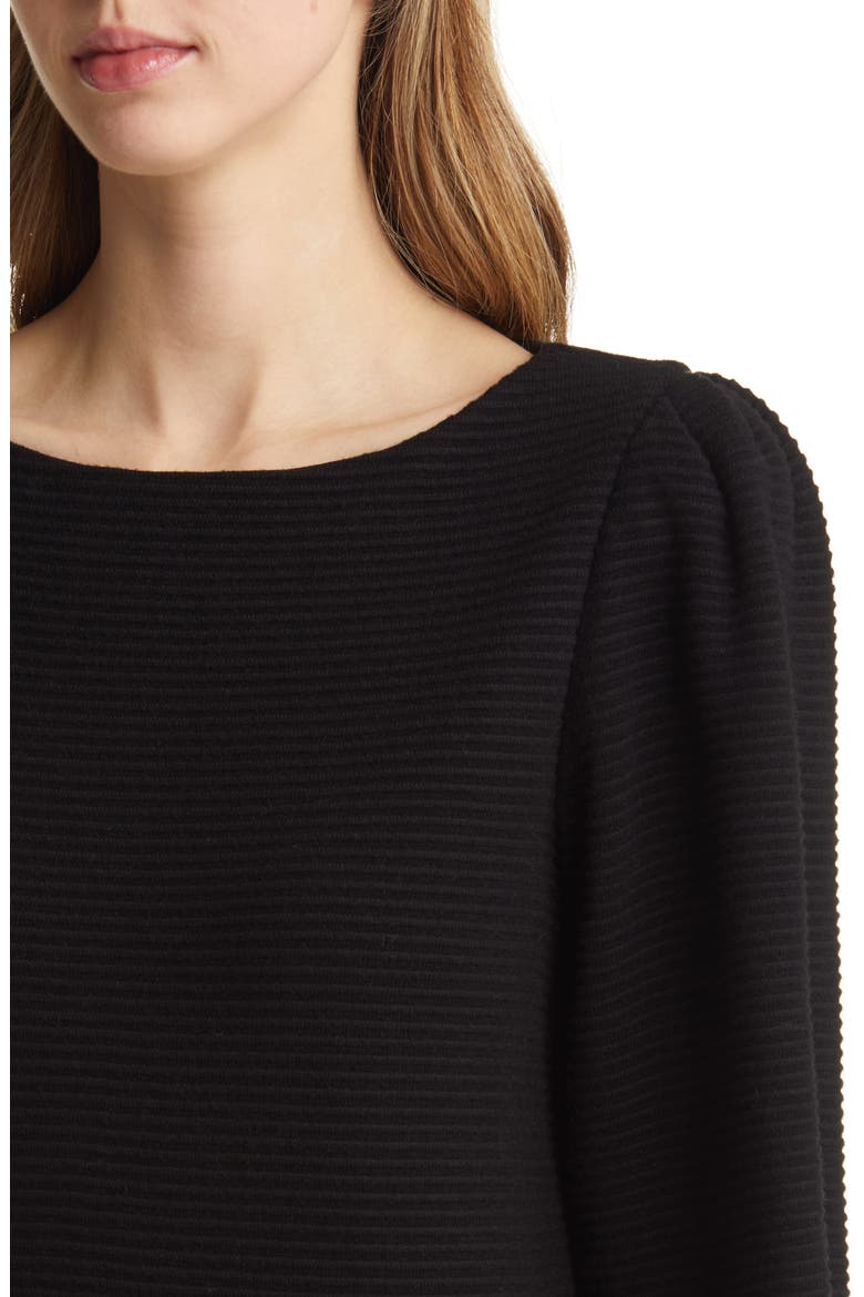 PUFF SLEEVE SWEATER DRESS, Alternate, color, BLACK