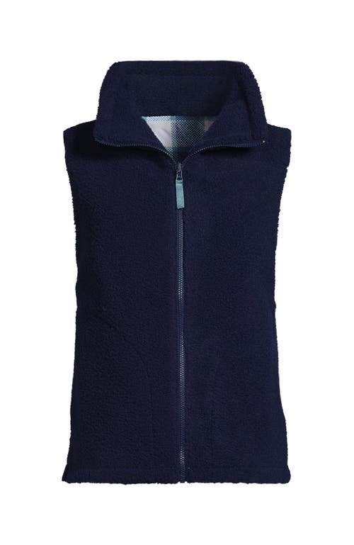 Lands' End Plus Size High Pile Fleece Reversible Mixed Media Vest In Animal Print
