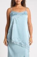 Renee C Asymmetric Satin Lace Top