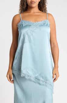 Asymmetric Satin Lace Top