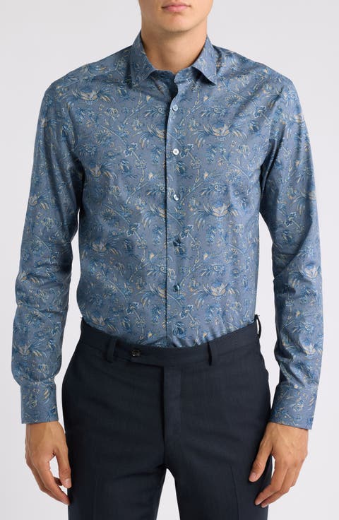 Roma Paisley Stretch Cotton Button-Up Shirt