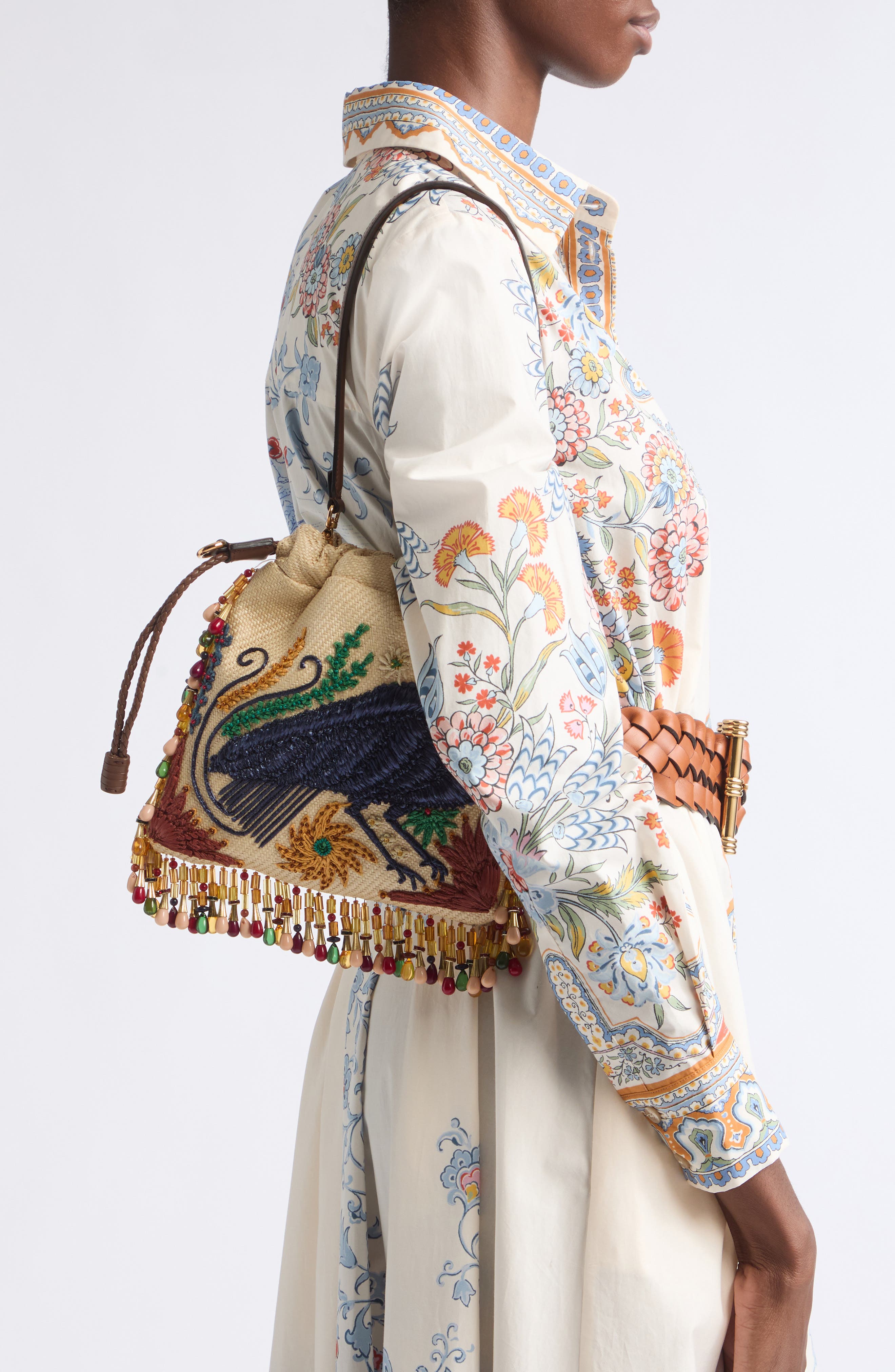 x Tabby Booth Small Embroidered Beaded Kalispera Bag, Alternate, color, BEIGE