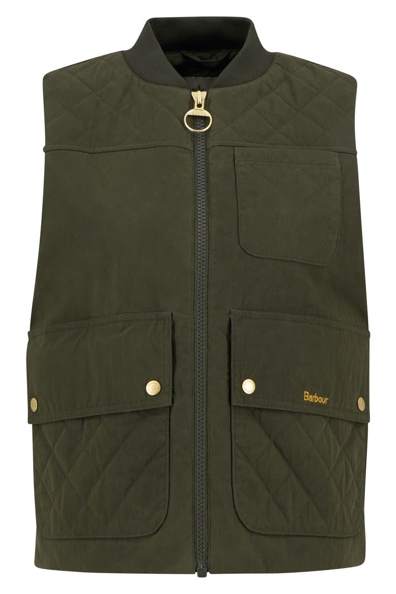 Theodora Quilt Trim Cotton & Nylon Vest, Alternate, color, OLIVE
