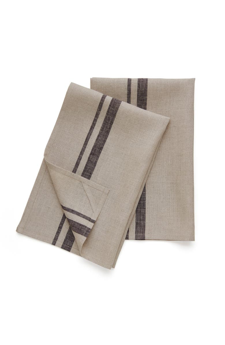 Solino Home Linen Kitchen Towels - French Stripe, Alternate, color, Black And Natural