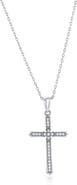 SIMONA Sterling Silver CZ Pavé Cross Necklace