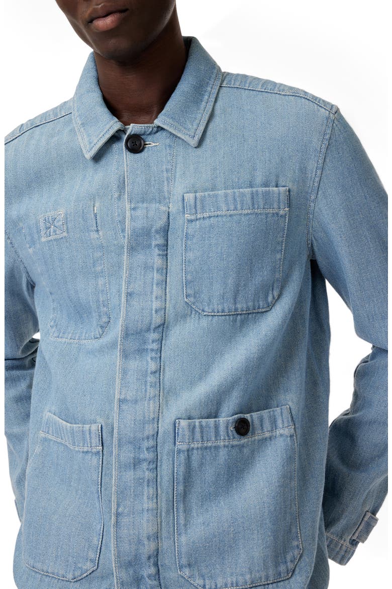 Jakob Embroidered Back Denim Shirt Jacket, Alternate, color, POND BLUE