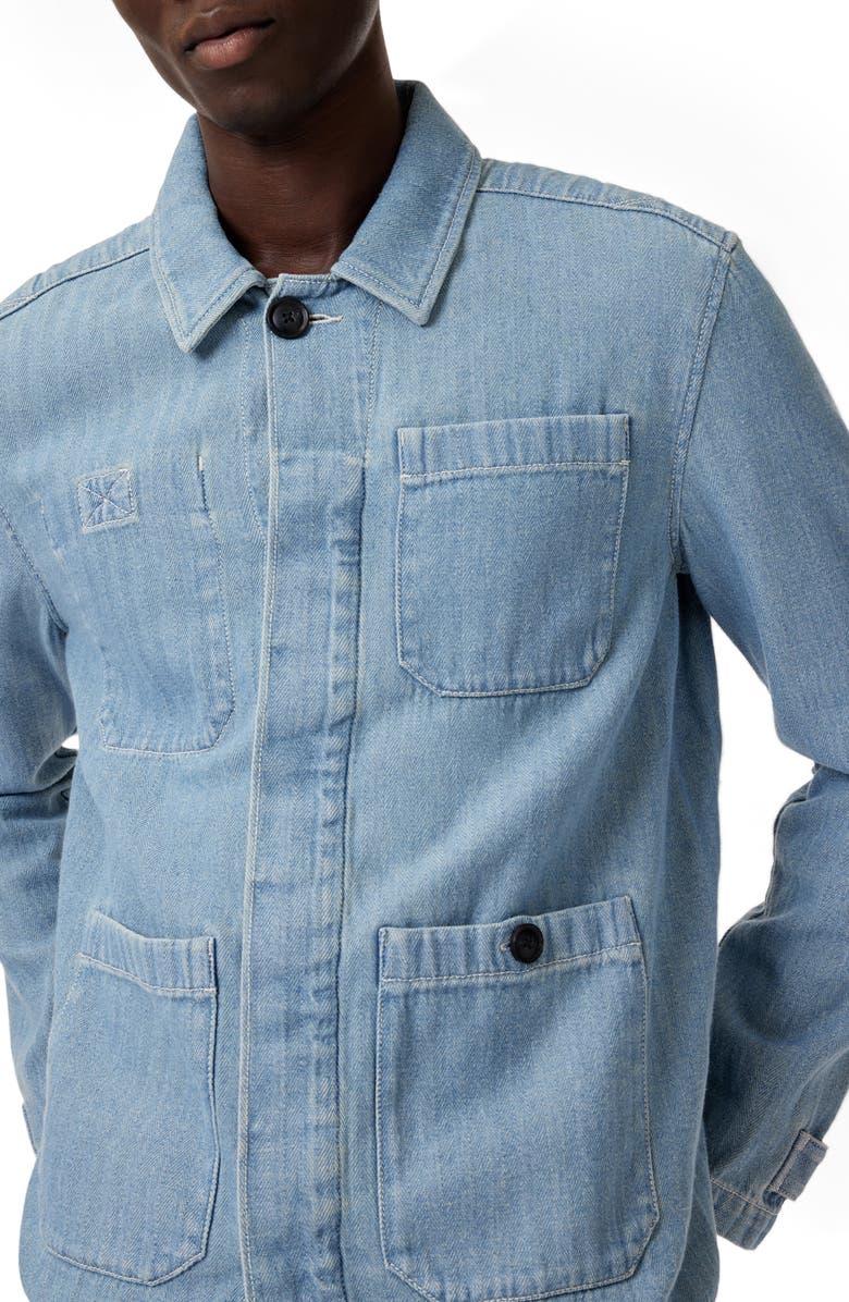 John Varvatos Jakob Embroidered Back Denim Shirt Jacket, Alternate, color, Pond Blue