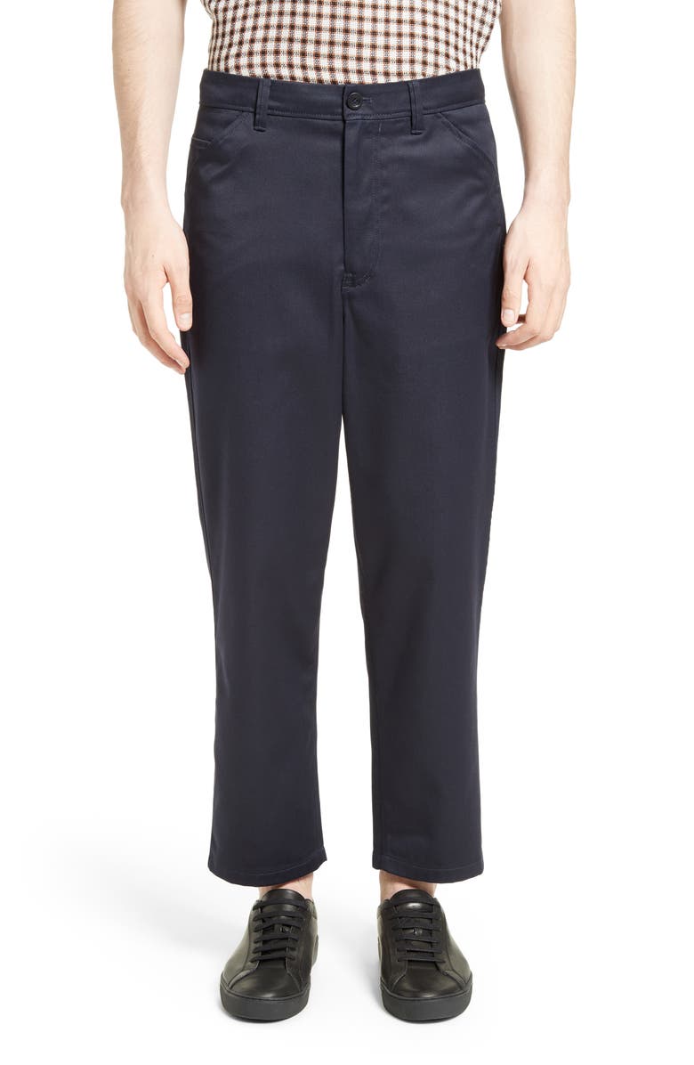 Acne Studios Allan Cotton Blend Crop Trousers, Main, color, 