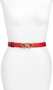 FERRAGAMO Reversible Gancini Calfskin Leather Belt