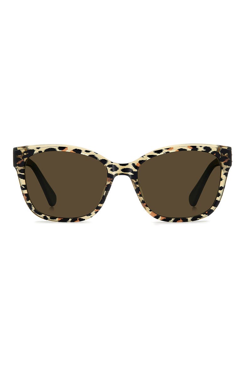 fatimah 55mm rectangular sunglasses, Main, color, BLACK PANTER GOLD/ BROWN