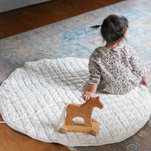 Creative Women Stone Washed Linen Quilted Playmat In Natural