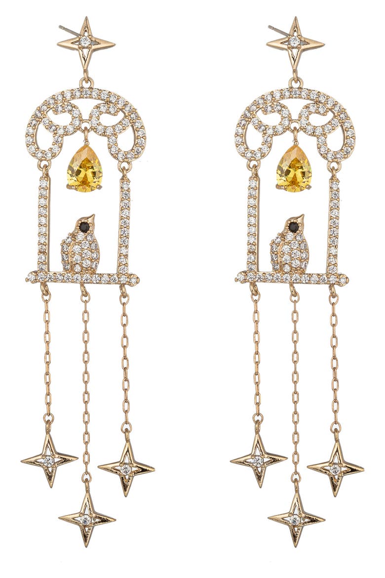 Gianna Bird Cage Drop Earrings, Main, color, GOLD