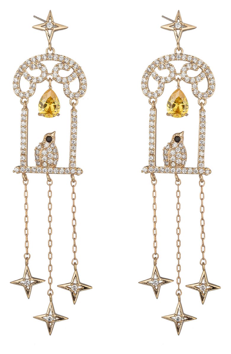 EYE CANDY LOS ANGELES Gianna Bird Cage Drop Earrings, Main, color, Gold