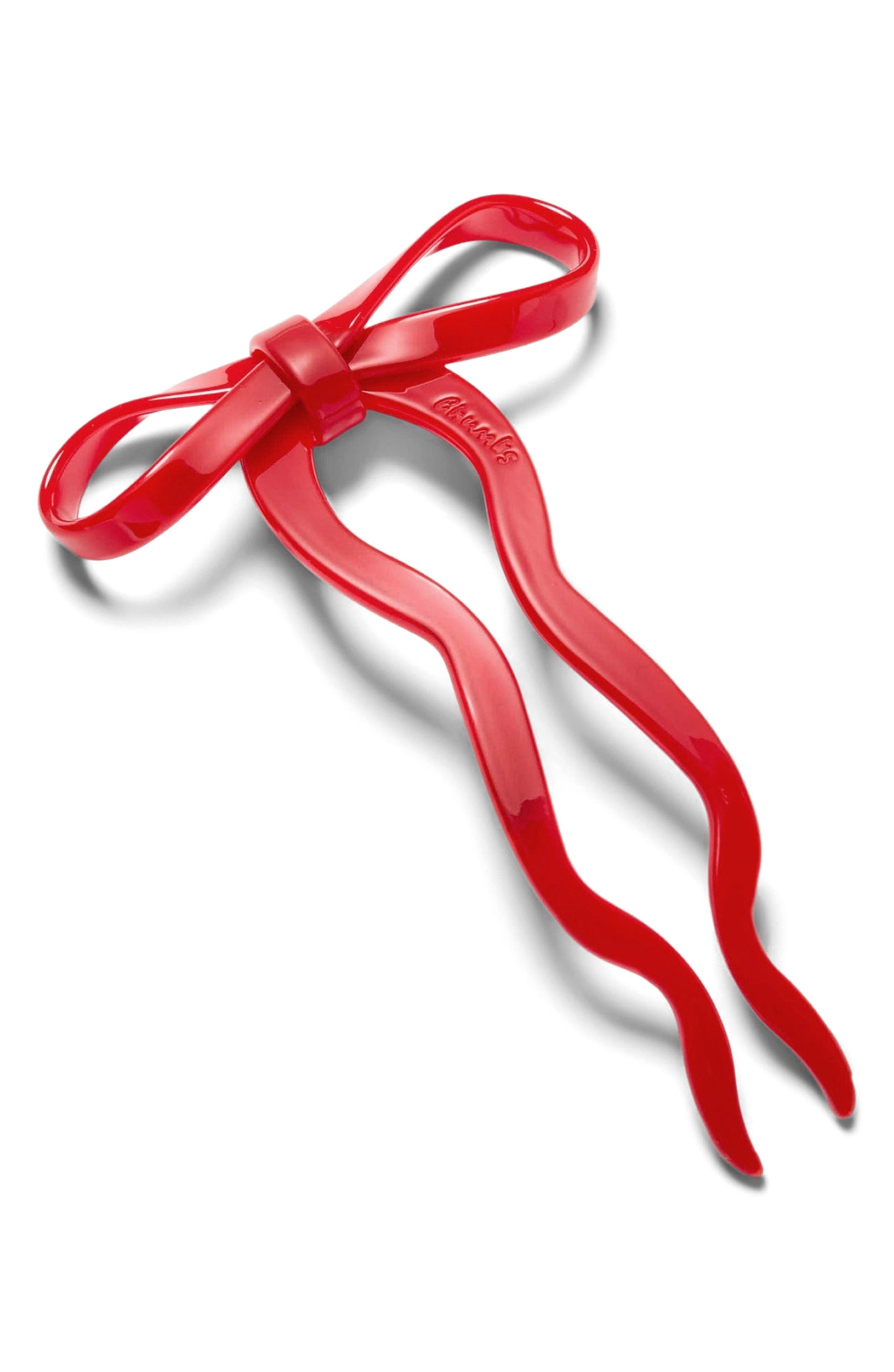 Chunks Large Bow Hairpin in Red 