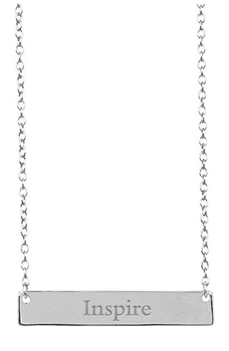 Sterling Forever Sterling Silver Inspirational Bar Pendant Necklace - Inspire, Main, color, Silver