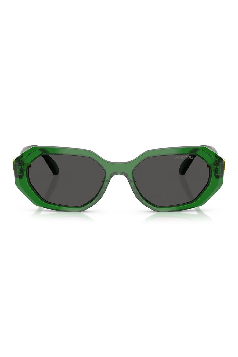 54mm Irregular Sunglasses, Main, color, TRANSPARENTT GREEN