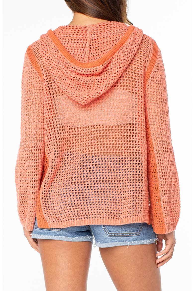 Summer Nights Open Stitch Hooded Tunic, Alternate, color, LANTANA