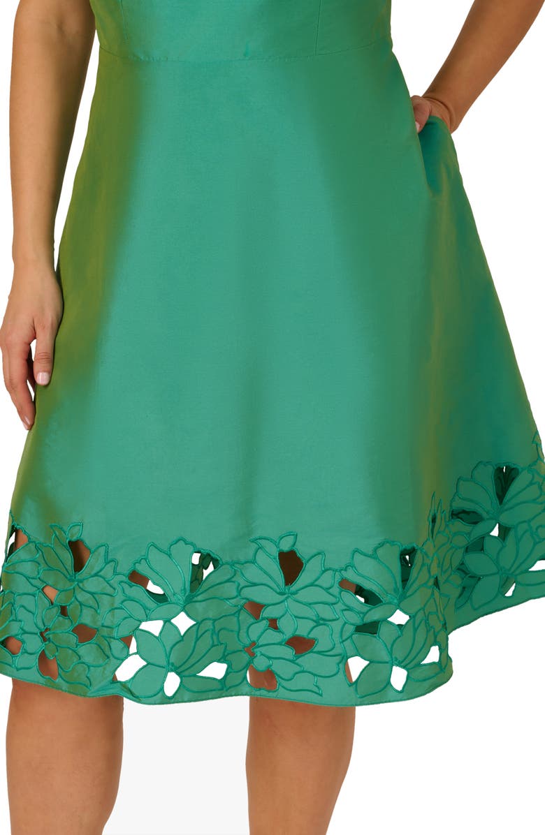 Adrianna Papell Cutwork Detail Taffeta Cocktail Dress, Alternate, color, 