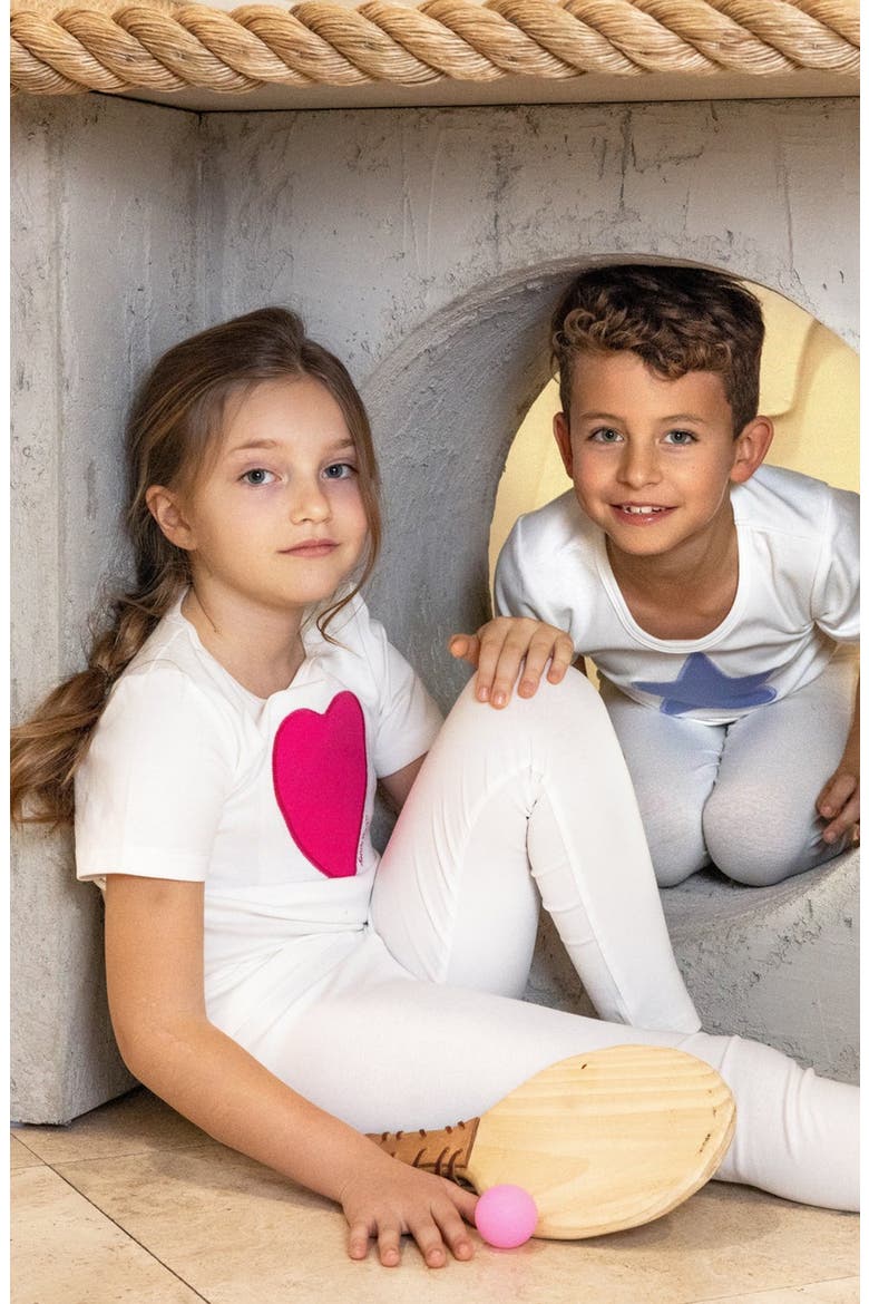 Short Sleeve Heart Star Loungewear Set, Alternate, color, Ivory Blue Star