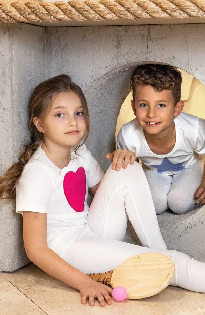 NoggiWear Short Sleeve Heart Star Loungewear Set, Alternate, color, Ivory Blue Star