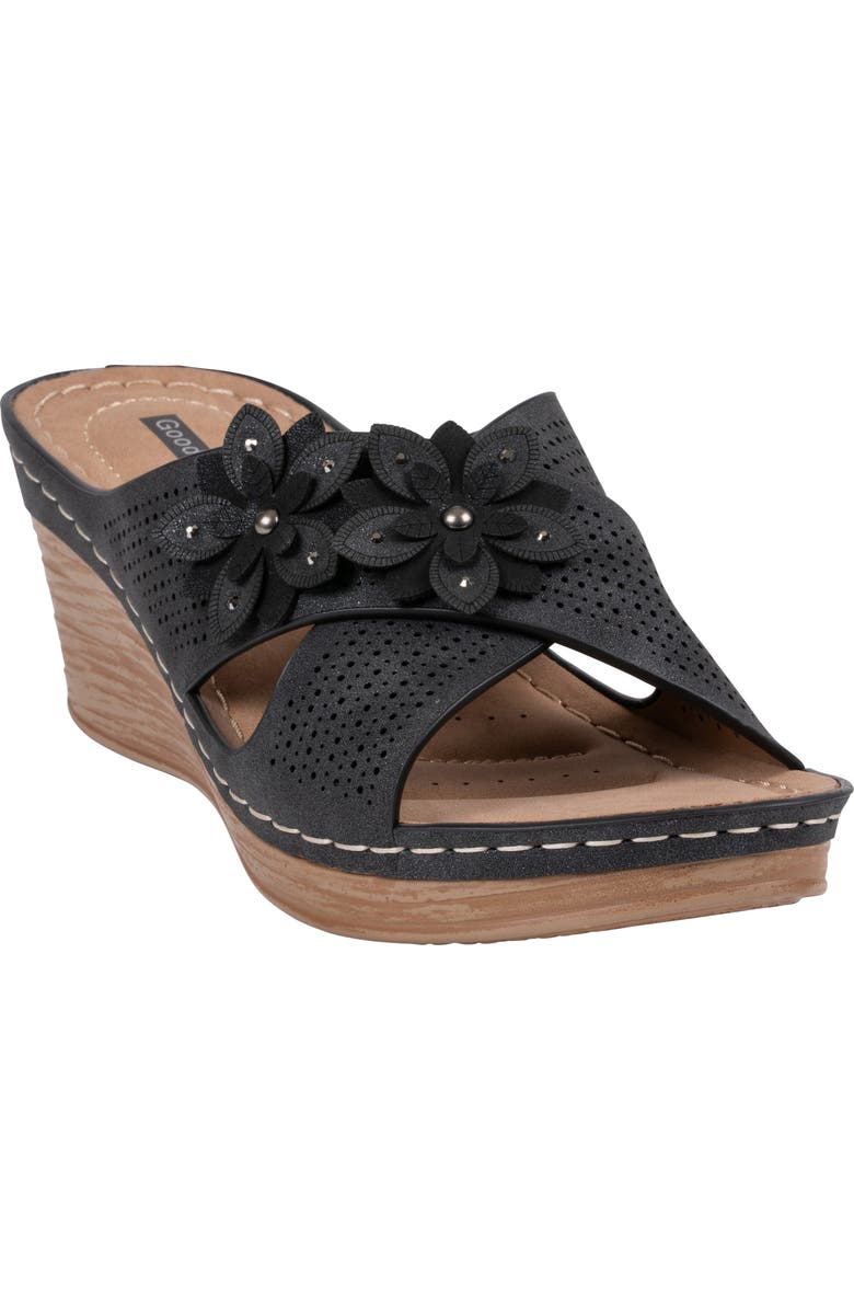 GOOD CHOICE NEW YORK Nylie Platform Wedge Slide Sandal, Main, color, Black