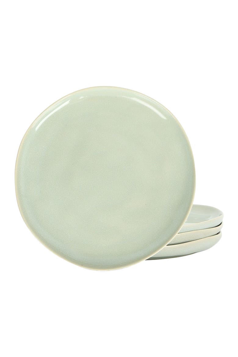 Mirella Stoneware 4-Piece Dinner Plate Set, Main, color, Light Green