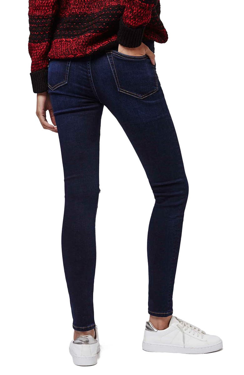 Topshop Moto 'Jamie' Ripped Skinny Jeans, Alternate, color, 