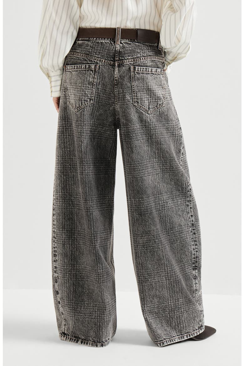 Prince of Wales denim wide trousers with monili, Alternate, color, Dark Grey