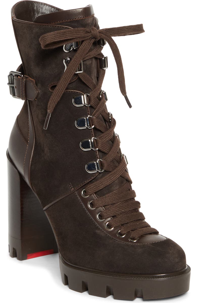 Christian Louboutin Macademia Combat Boot, Main, color, Cafe/ Dark Brown
