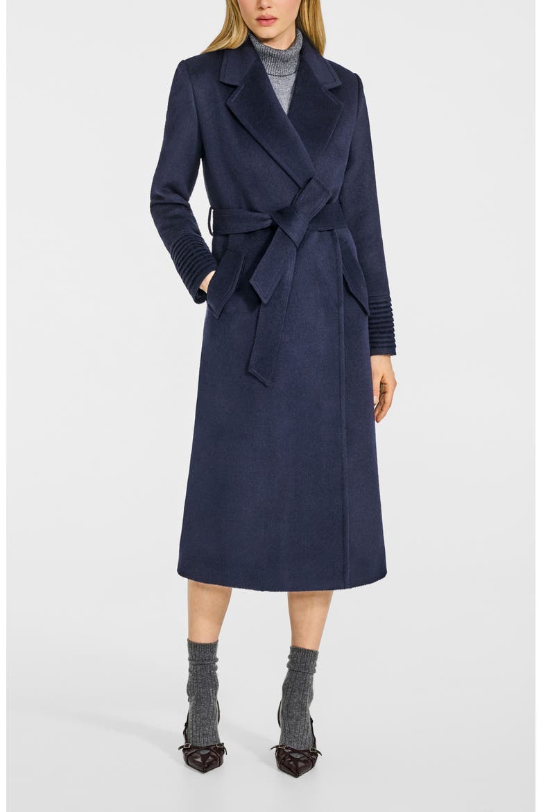 Alpaca & Wool Wrap Coat, Alternate, color, BLUE