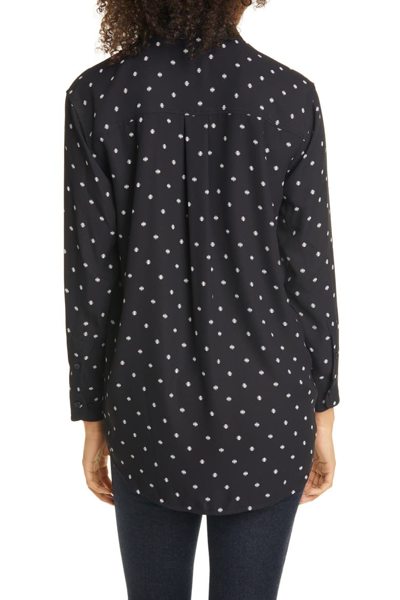 Daddy Dot Print Long Sleeve Button-Up Shirt, Alternate, color, TRUE BLACK / NATURAL WHITE