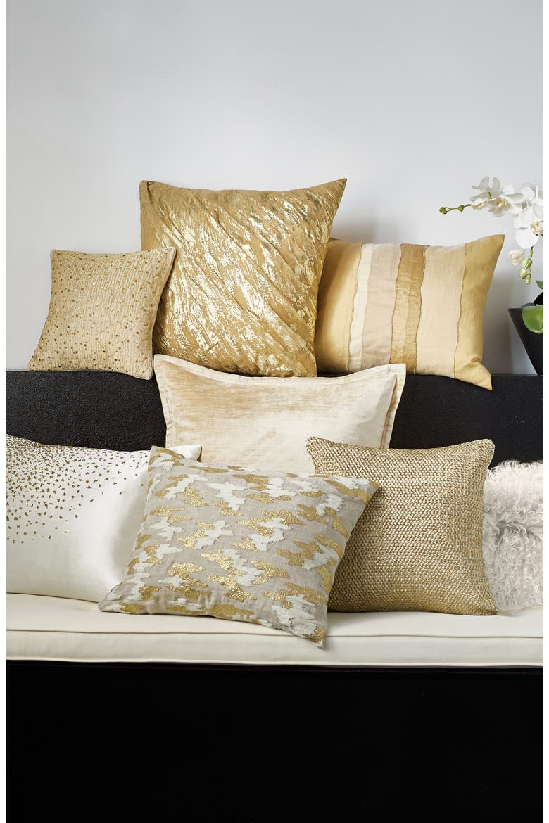 Gilded Drape Accent Pillow, Alternate, color, GOLD