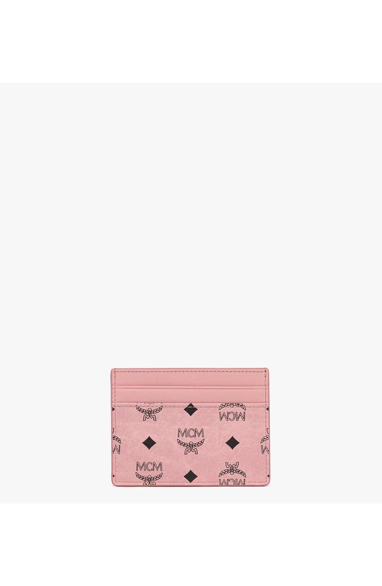 MCM Aren Card Case in Visetos, Main, color, Soft Pink