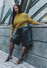 ELOQUII Textured Faux Leather Culotte