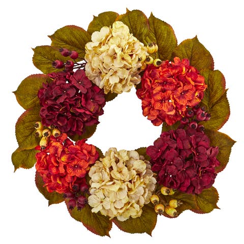 20-in Hydrangea Berry Artificial Wreath