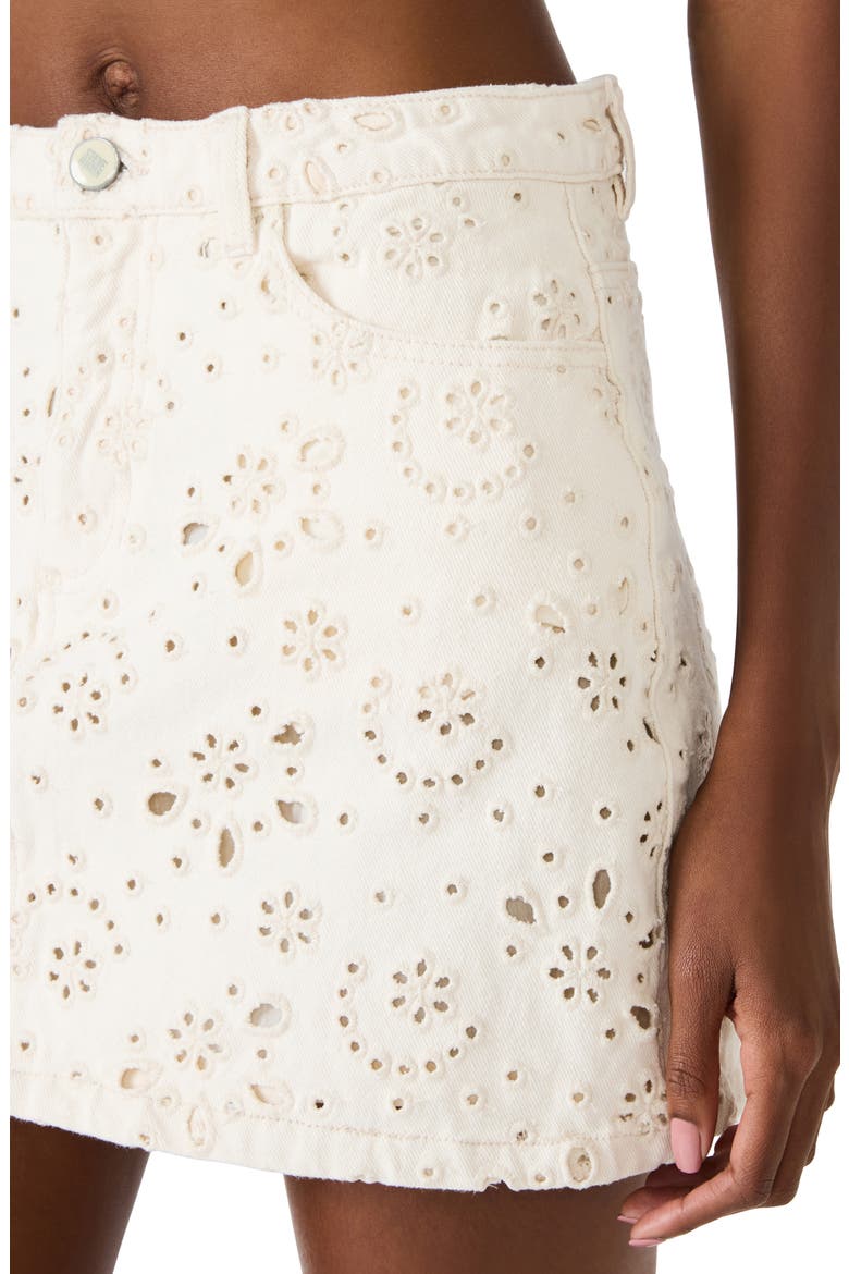 Beck Eyelet Embroidered Denim Miniskirt, Alternate, color, SEA MIST