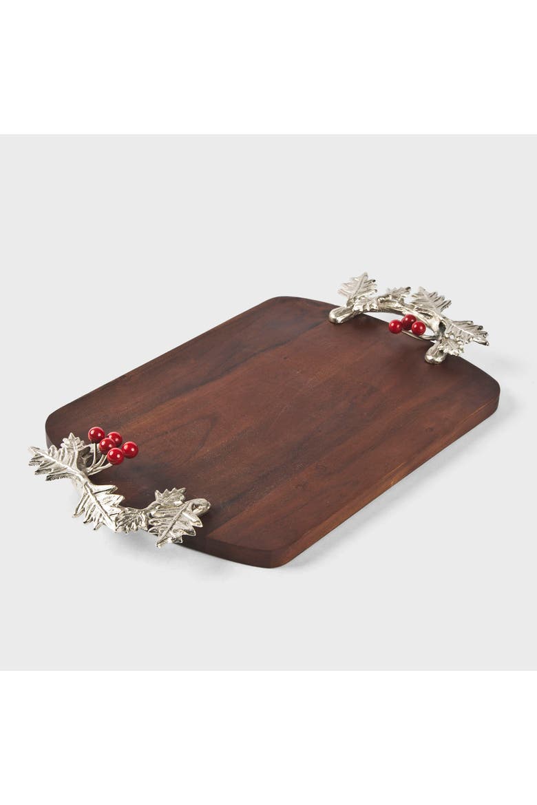 Silver Holly Platter, Alternate, color, Silver