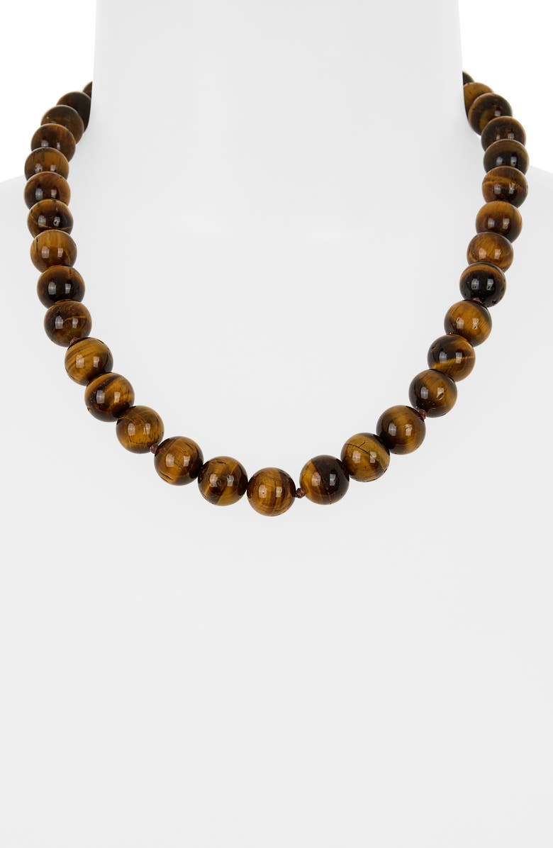 Kenneth Jay Lane Tiger's Eye Stone Beaded Necklace, Alternate, color, 