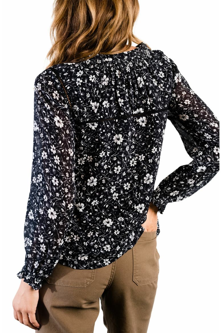Annette Tie Blouse, Alternate, color, Black/White Floral