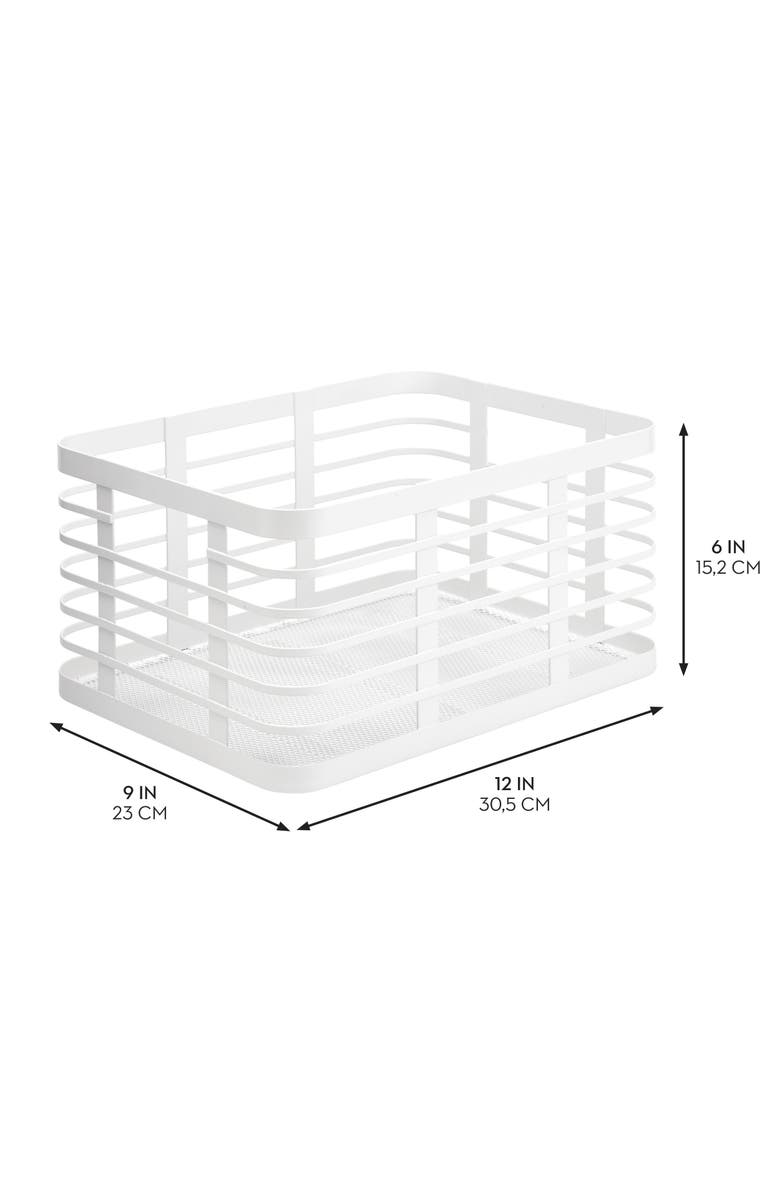 mDesign Metal Pantry Basket with Handles - Set of 2 - Matte White, Alternate, color, Matte White