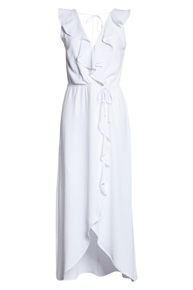 Ruffle Faux Wrap Maxi Dress, Alternate, color, WHITE