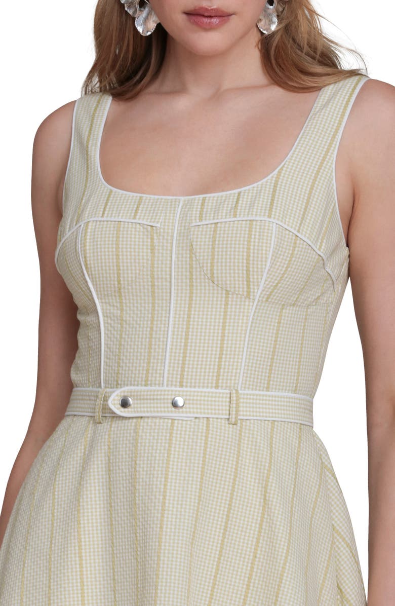 Avec Les Filles Bustier Gingham Stripe Sundress, Alternate, color, Avocado Gingham