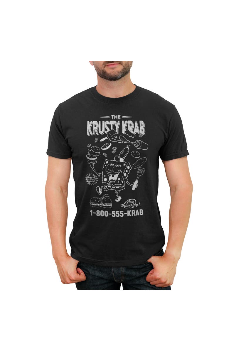 SpongeBob SquarePants Men's SpongeBob SquarePants The Krusty Krab Delivering Number Graphic T-Shirt, Main, color, Black