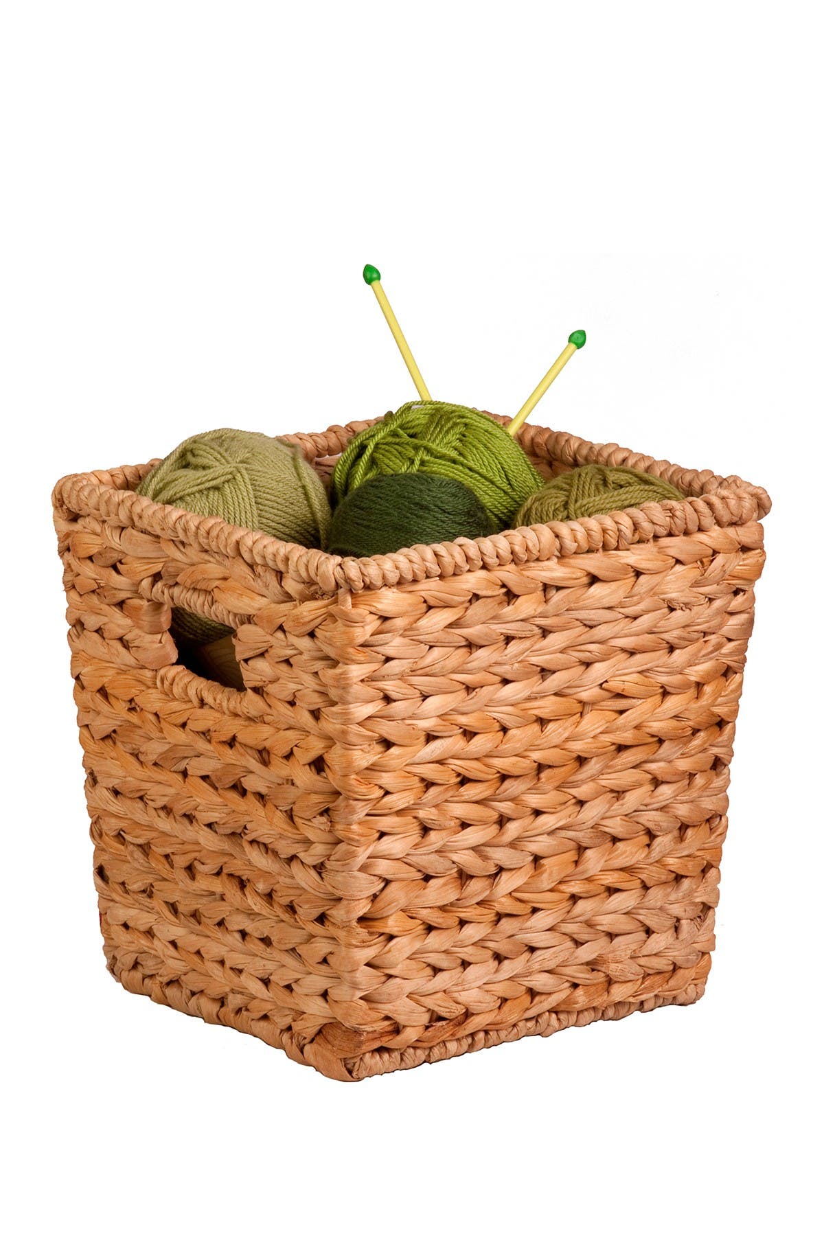 HONEY-CAN-DO Medium Tall Square Water Hyacinth Natural Basket, Alternate, color, 