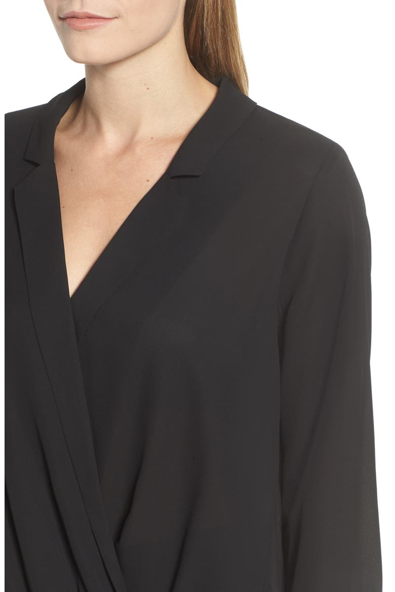 Gibson Surplice Drape Front Blouse, Alternate, color, BLACK