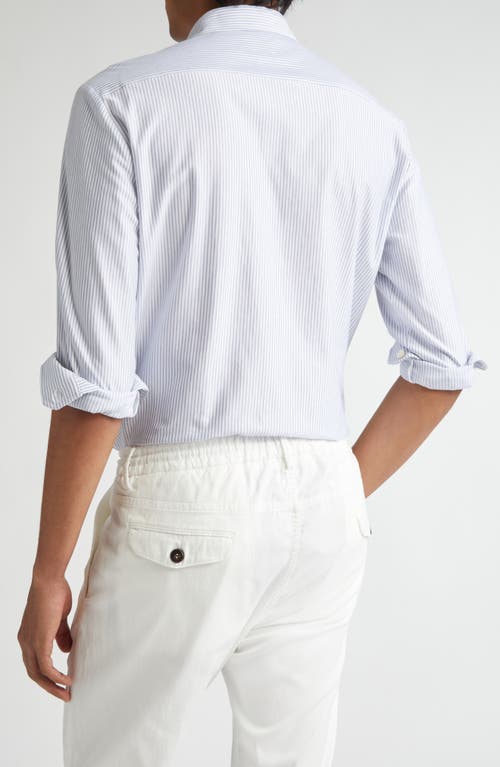 Eleventy Dandy Pinstripe Cotton Button-up Shirt In Denim