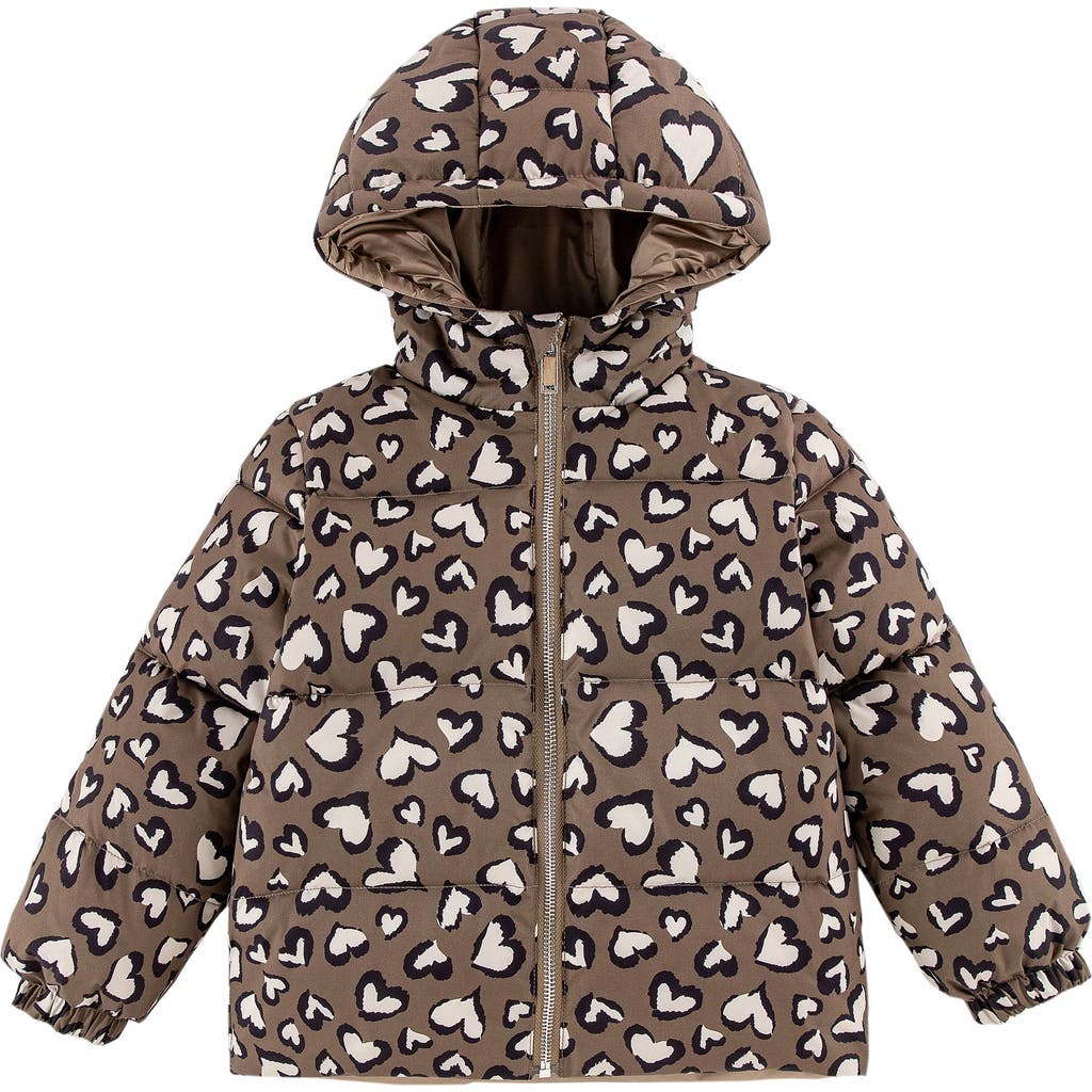 Calonie Kids' Alex Reversible Down Hooded Puffer Jacket In Brown