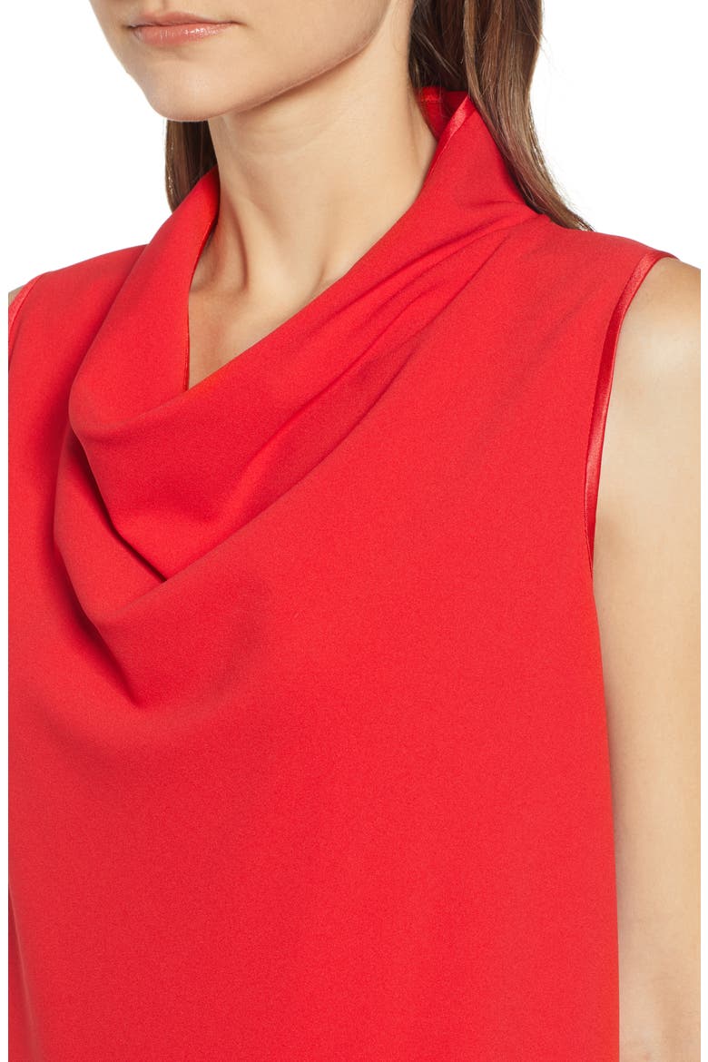 Cowl Neck Crepe Sheath Dress, Alternate, color, PINOT